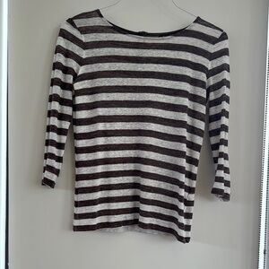 Striped Brown and Gray Women's Top